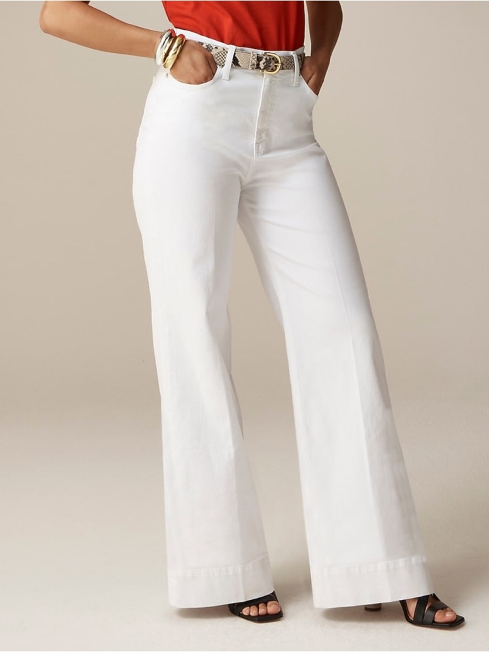 J Crew Wide-leg denim trouser in white women’s size 31